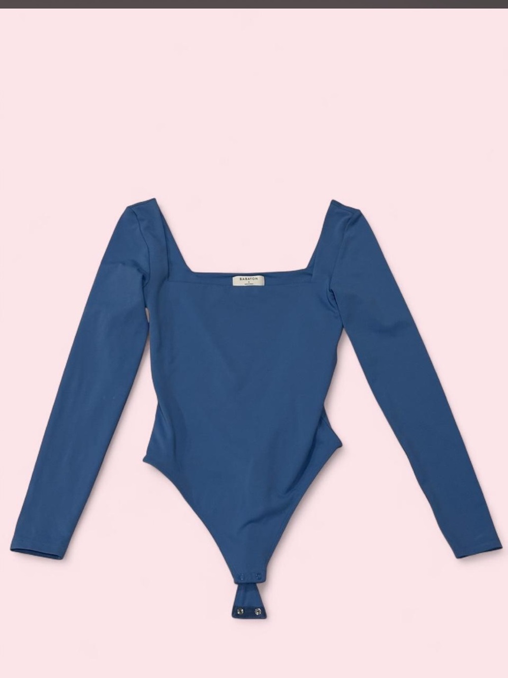 Aritzia Blue Long Sleeve Square Neck Bodysuit